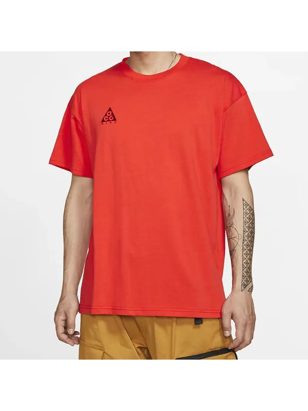 Футболка acg small logo casual с коротким рукавом красные Nike — изображение 3 из 4, красный/красный
