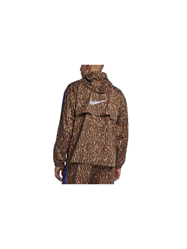 Куртка Nike Leopard print hooded track Jacket Brown — изображение 2 из 3, коричневый