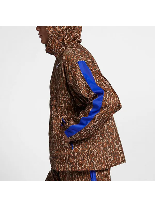 Куртка Nike Leopard print hooded track Jacket Brown — изображение 3 из 3, коричневый
