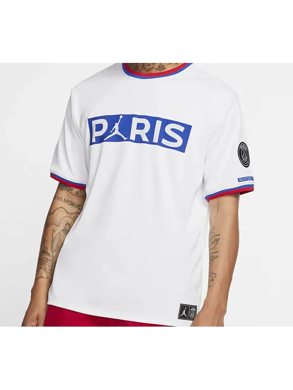 Футболка Air Jordan Paris Saint-Germain team logo Short Sleeve White — изображение 3 из 4, белый