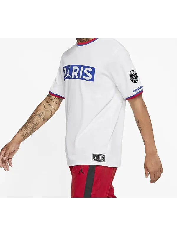 Футболка Air Jordan Paris Saint-Germain team logo Short Sleeve White — изображение 4 из 4, белый