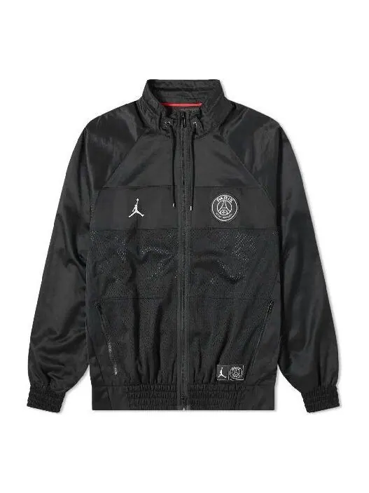 Куртка Air Jordan x PSG Crossover Alphabet Printing Long Sleeves Zipper Jacket Black — изображение 1 из 4, черный