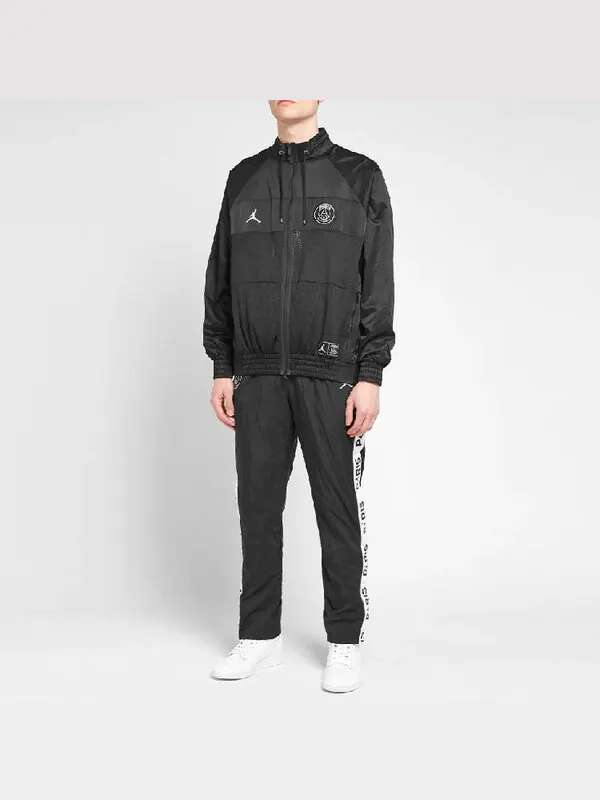 Куртка Air Jordan x PSG Crossover Alphabet Printing Long Sleeves Zipper Jacket Black — изображение 2 из 4, черный