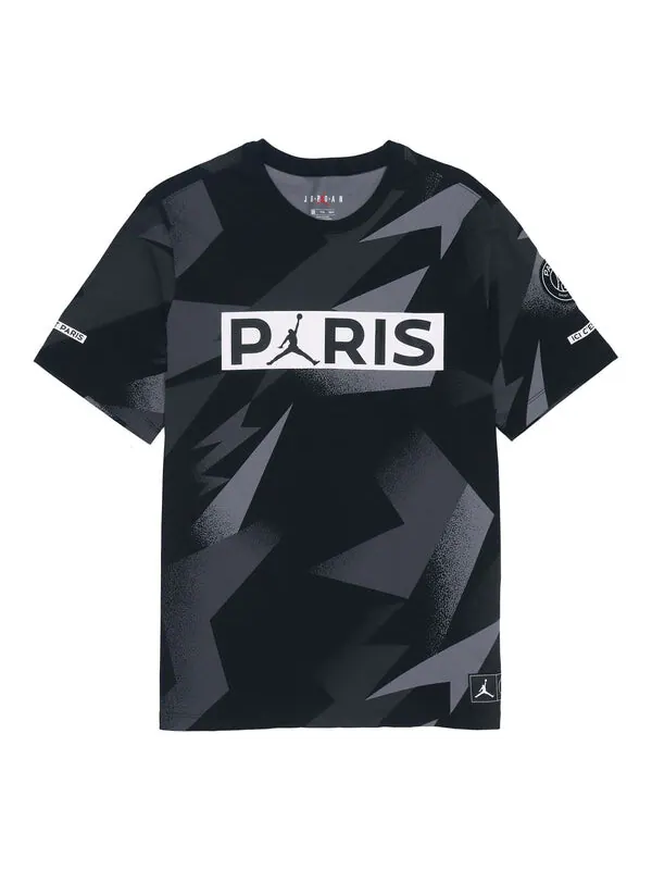 Футболка Air Jordan Paris Saint-Germain Pattern Short Sleeve 'Black Grey' — изображение 1 из 2, черный/серый
