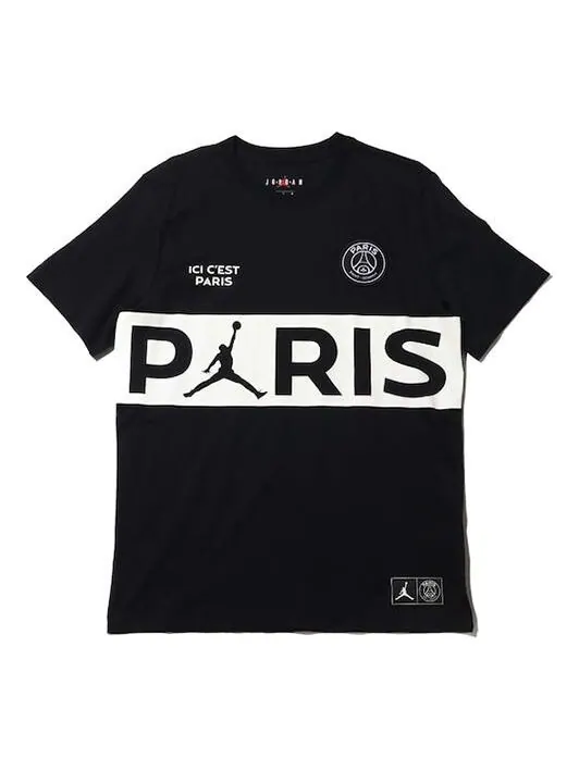 Футболка Air Jordan x PSG Crossover Paris Saint-Germain Short Sleeve 'Black White' — изображение 1 из 4, черный/белый