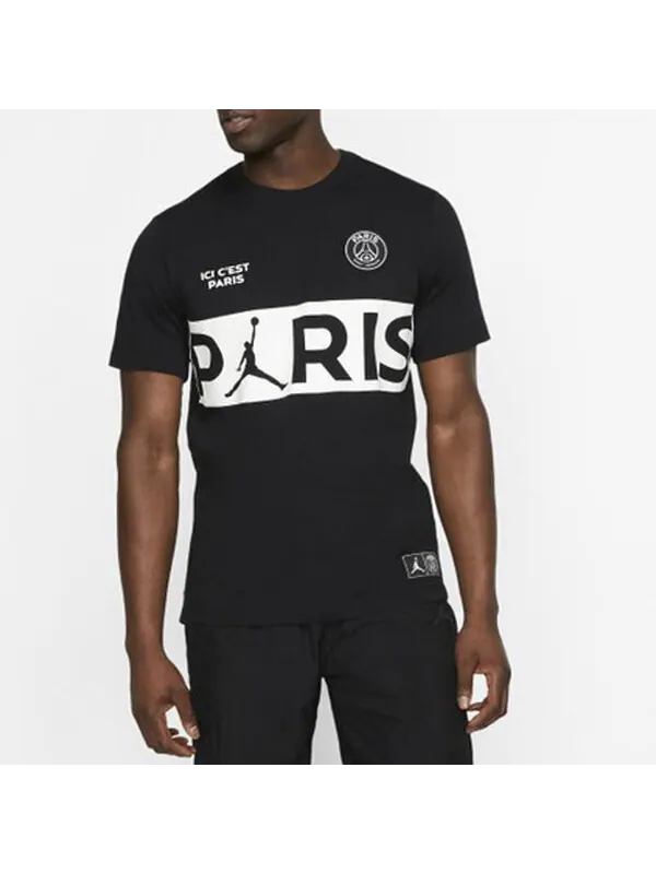 Футболка Air Jordan x PSG Crossover Paris Saint-Germain Short Sleeve 'Black White' — изображение 4 из 4, черный/белый