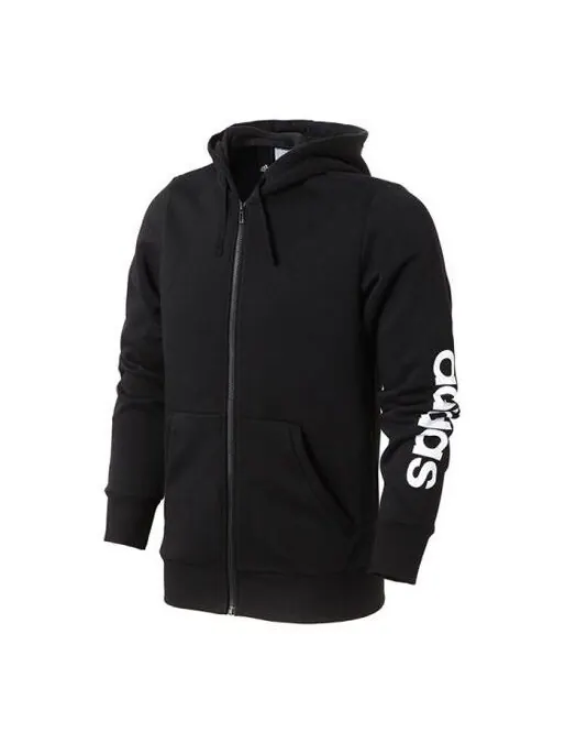 Куртка Men's adidas Zipper Knit Hooded Black Jacket — изображение 1 из 4, черный