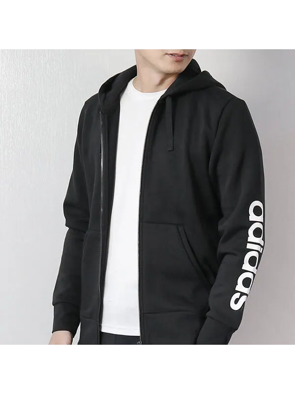 Куртка Men's adidas Zipper Knit Hooded Black Jacket — изображение 4 из 4, черный