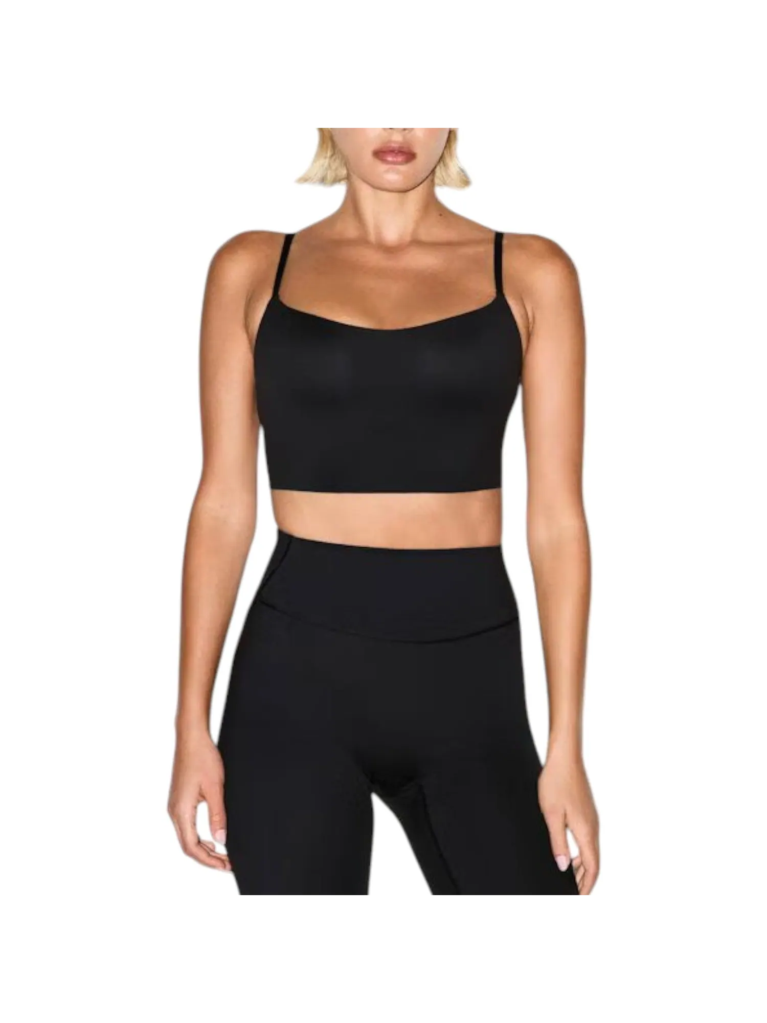 Бюстгальтер (WMNS) Nike x SKIMS Matte Cami Longline Bra 'Obsidian' — изображение 2 из 3, черный