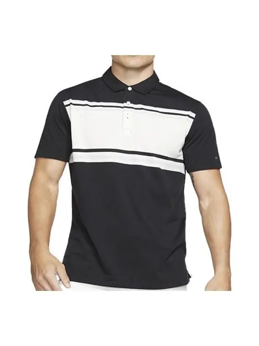 Футболка dri-fit player stripe golf lapel short sleeve polo shirt black Nike — изображение 1 из 2, черный