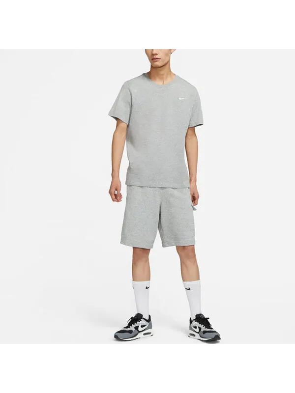 Футболка Nike Sportswear Solid Color Embroidered Logo Micro Mark Round Neck Casual Short Sleeve Gray — изображение 3 из 3