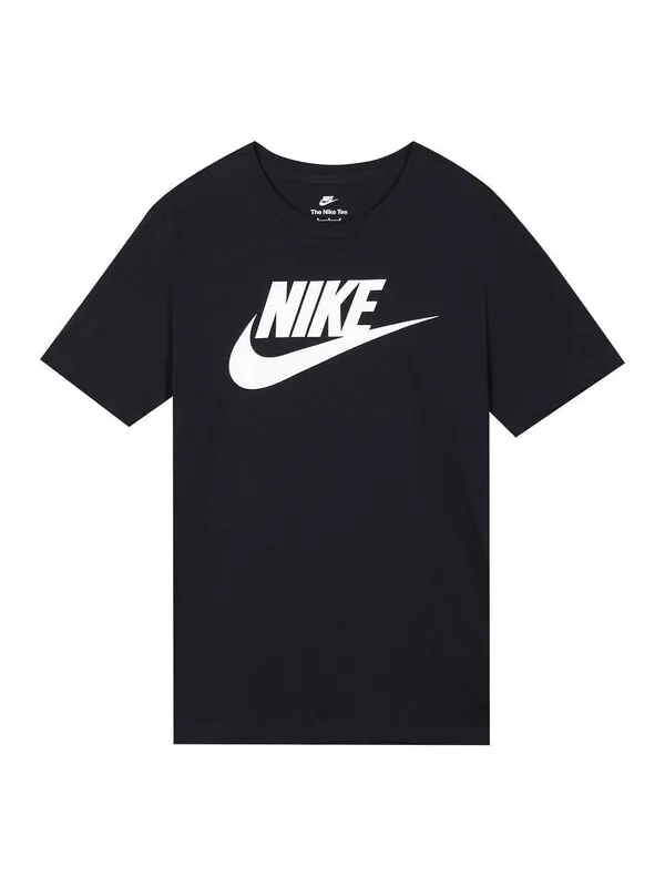 Футболка спортивная с принтом алфавита и логотипа, круглый вырез, короткий рукав, Nike — изображение 1 из 4, черный