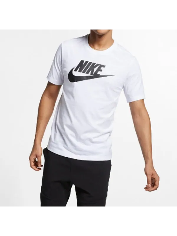 Футболка спортивная с принтом логотипа и алфавита дышащие с коротким рукавом Nike — изображение 4 из 4, белый