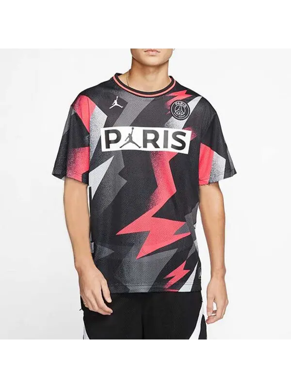 Футболка Air Jordan Paris Saint-Germain Mesh Soccer/Football Sports Training Short Sleeve Black — изображение 3 из 4, черный