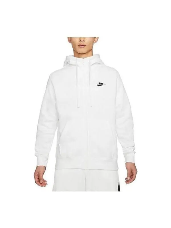 Куртка спортивная одежда клуб флисовая толстовка с капюшоном на молнии Nike — изображение 2 из 3, белый