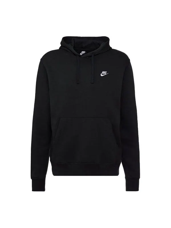 Толстовка Nike Sportswear Club Fleece Pullover Hoodie 'Black white' — изображение 1 из 3, черный