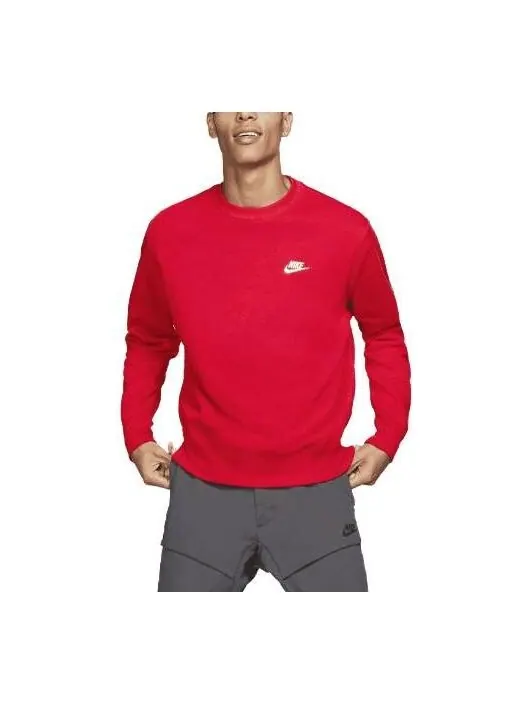 Толстовка Nike Sportswear Club Fleece Crewneck 'University Red White' — изображение 1 из 4, красный/белый