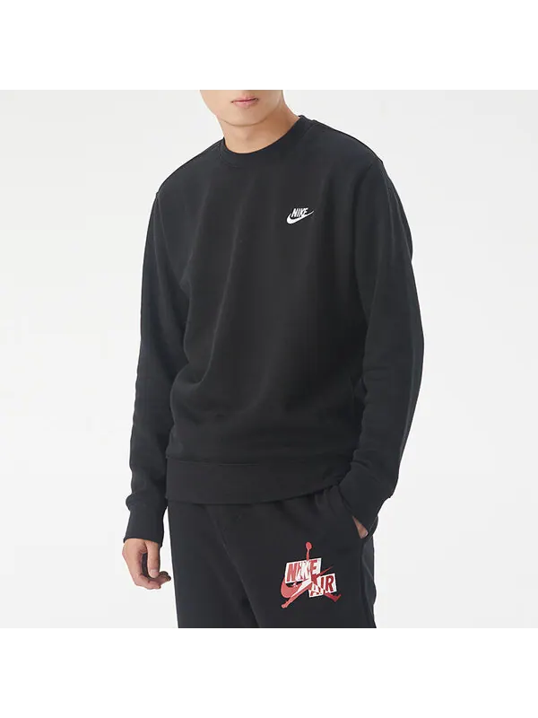 Толстовка Nike Sportswear Club Fleece Round Neck Pullover Black — изображение 3 из 4, черный