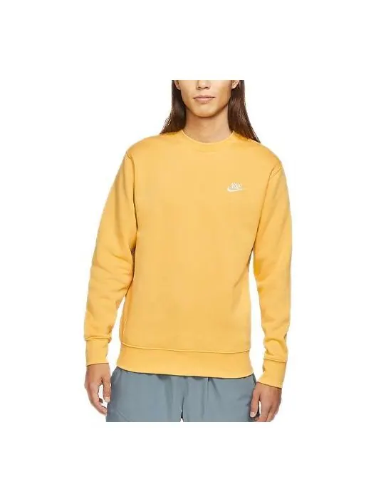 Толстовка Nike Sportswear Club Fleece Round Neck Pullover 'Bright Yellow' — изображение 1 из 4, желтый