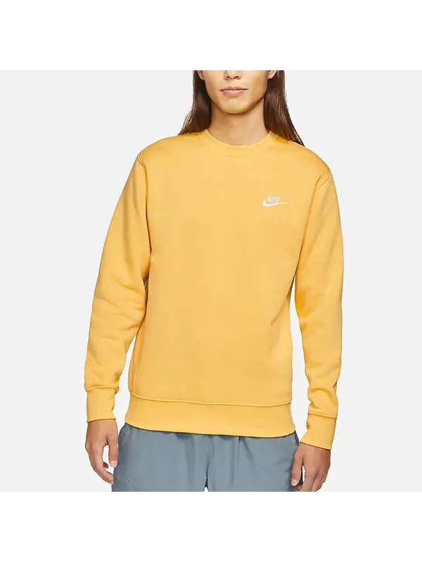 Толстовка Nike Sportswear Club Fleece Round Neck Pullover 'Bright Yellow' — изображение 2 из 4, желтый