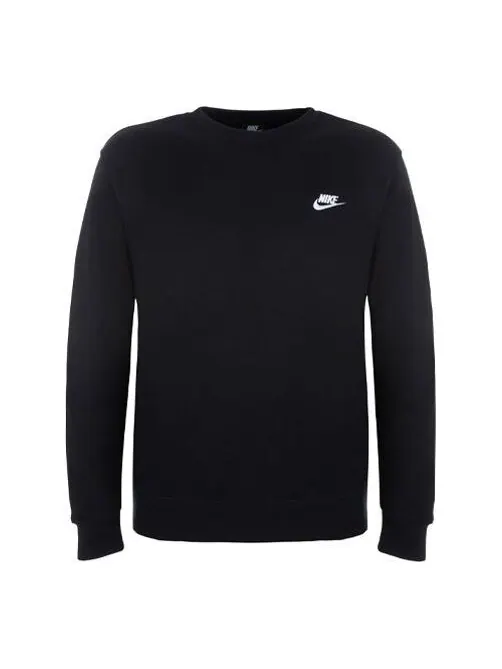 Толстовка Men's Nike Sportswear Club Crew FT Casual Sports Round Neck Pullover Long Sleeves Black — изображение 1 из 4