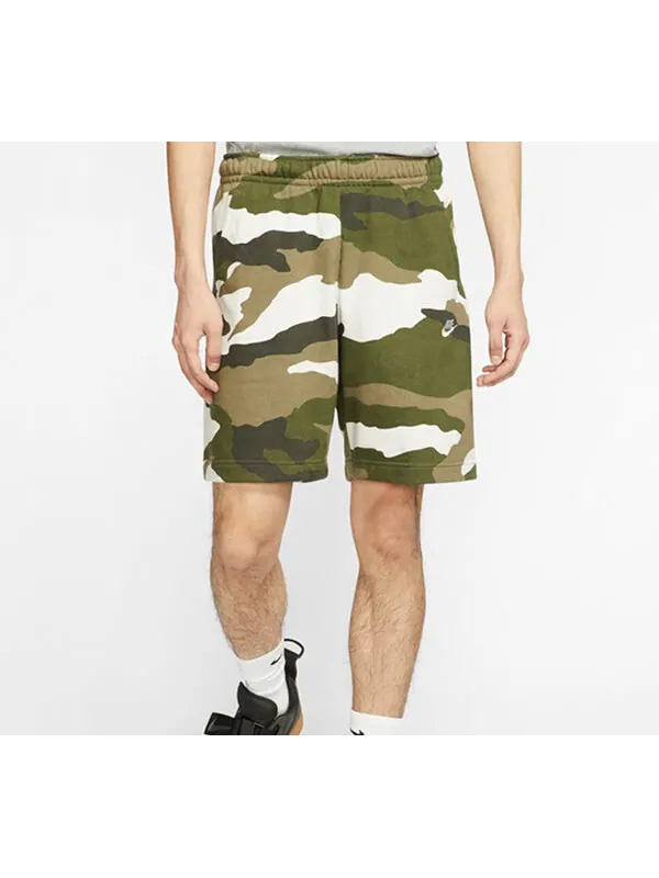 Шорты sportswear club french terry camouflage shorts olive green Nike — изображение 4 из 4, оливковый зеленый
