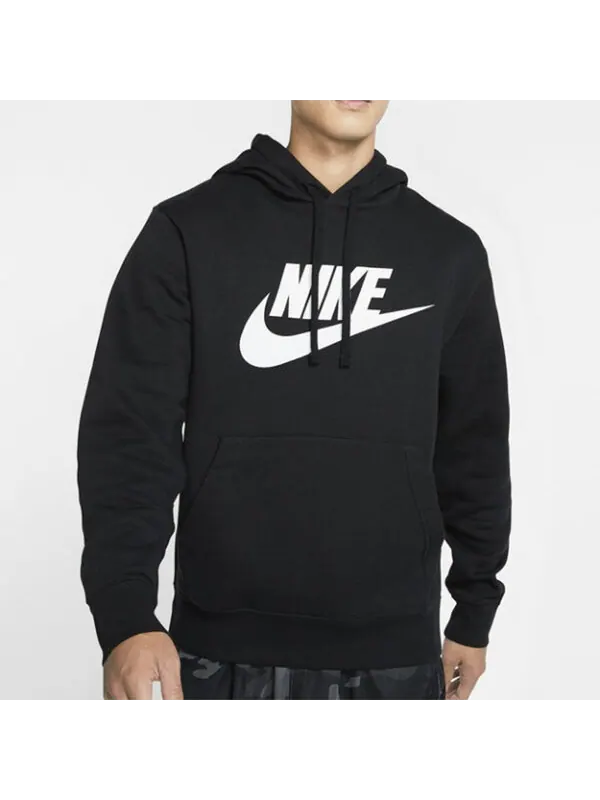 Толстовка Men's Nike Club Fleece Printing Black — изображение 3 из 4, черный