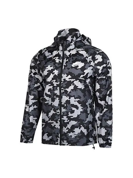 Куртка Nike Camouflage Pattern Loose Zipper Long Sleeves Jacket Black — изображение 1 из 4, черный