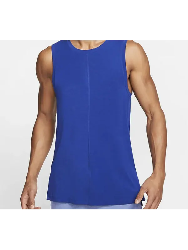 Спортивная футболка yoga dri-fit jersey for men dark-blue Nike — изображение 3 из 4, синий