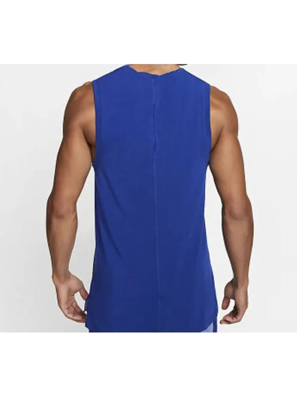Спортивная футболка yoga dri-fit jersey for men dark-blue Nike — изображение 4 из 4, синий