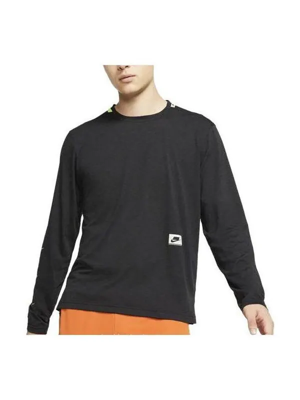 Футболка Nike Dri-fit Long Sleeve Training Top 'Black' — изображение 1 из 3, черный/мульти