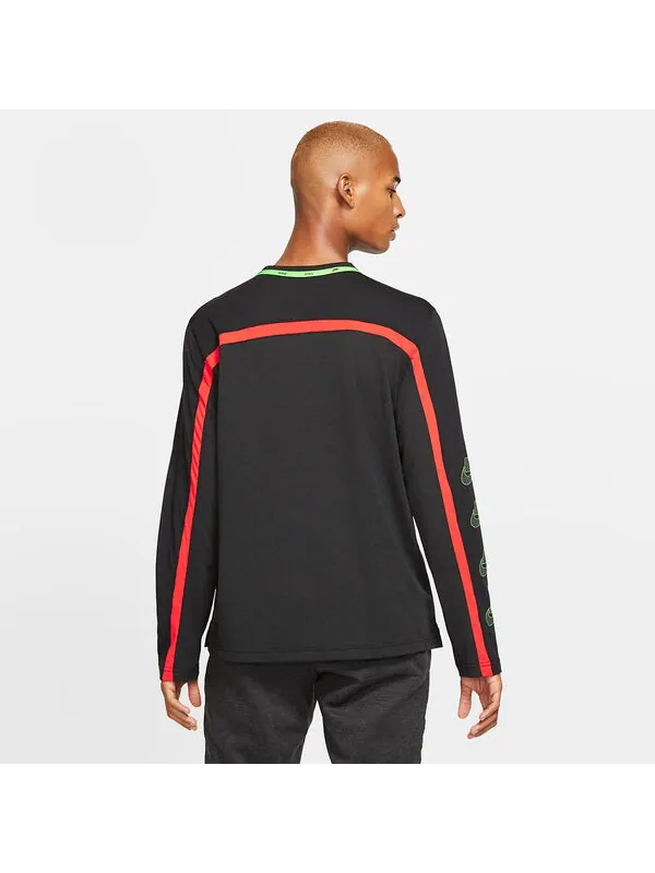 Футболка Nike Dri-fit Long Sleeve Training Top 'Black' — изображение 3 из 3, черный/мульти