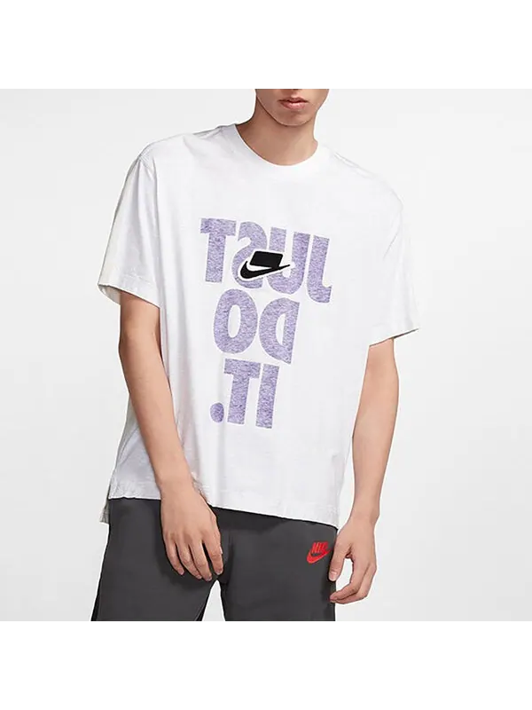 Футболка с большим логотипом и буквами, спортивные с коротким рукавом, Nike — изображение 2 из 4, белый