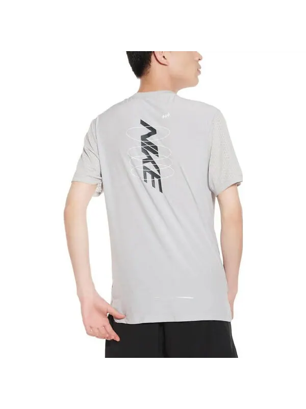 Футболка Nike Dri-FIT Breathe Rise 365 HB GX Short Sleeve Shirt 'Grey' — изображение 3 из 3, серый/мульти