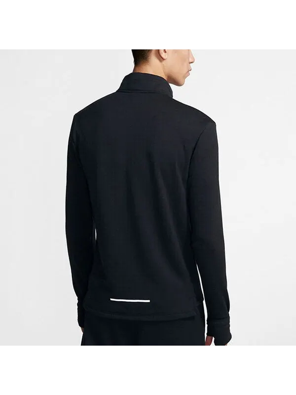 Футболка men's dri-fit running training fleece lined sports long sleeves black t-shirt Nike — изображение 4 из 4, черный