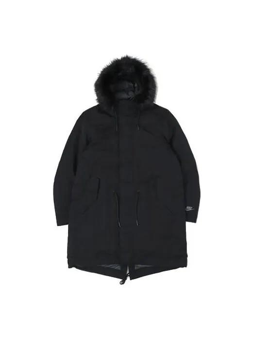 Пуховик Nike Sportswear Down Fill Stay Warm hooded mid-length Down Jacket Black — изображение 1 из 4, черный