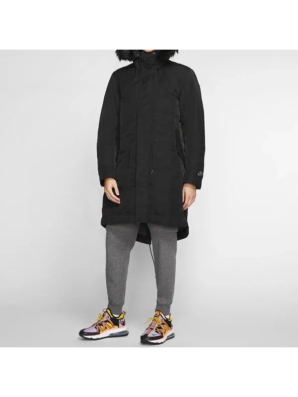 Пуховик Nike Sportswear Down Fill Stay Warm hooded mid-length Down Jacket Black — изображение 3 из 4, черный