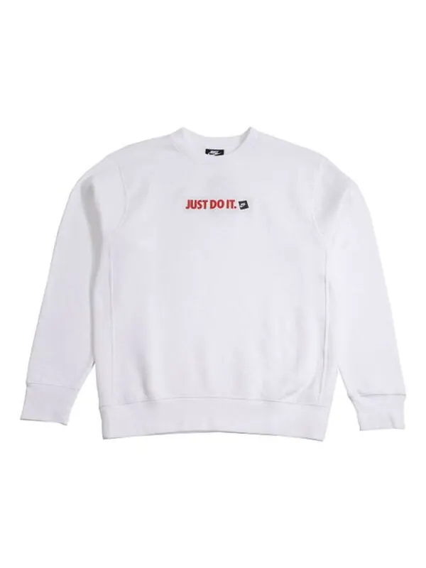 Толстовка Nike JDI Printing Fleece Lined Athleisure Casual Sports Black Round Neck Pullover White — изображение 1 из 2, белый