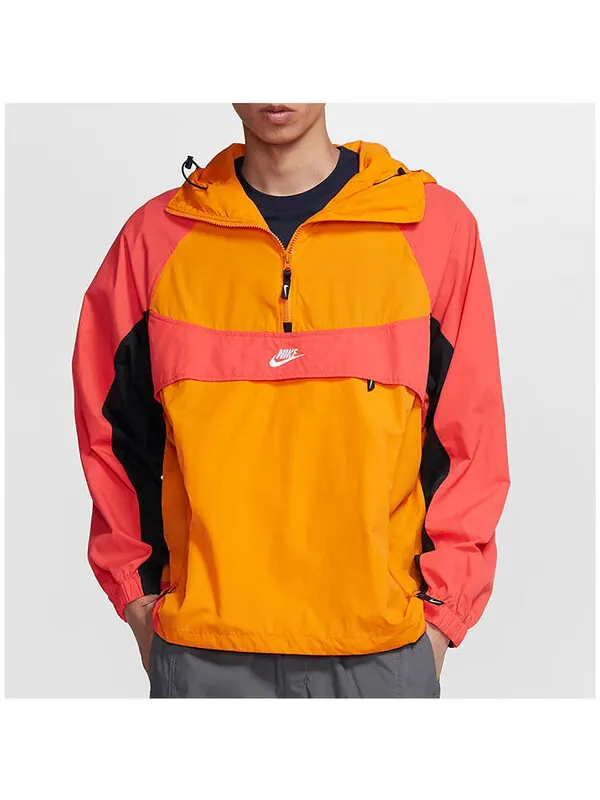 Куртка Nike Sportwear Retro Colorblock Loose Half Zipper hooded Pullover Woven Jacket Orange — изображение 3 из 4, оранжевый