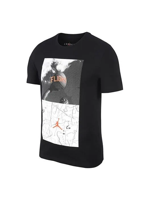 Футболка men's photo printing short sleeve black t-shirt Air Jordan — изображение 1 из 2, черный