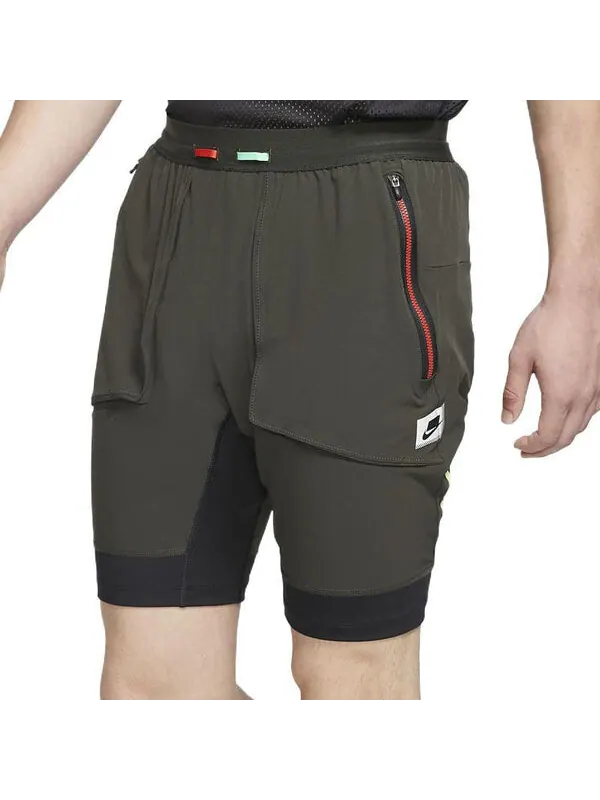 Шорты men's hybrid splicing quick dry breathable sports shorts green Nike — изображение 2 из 2, мульти