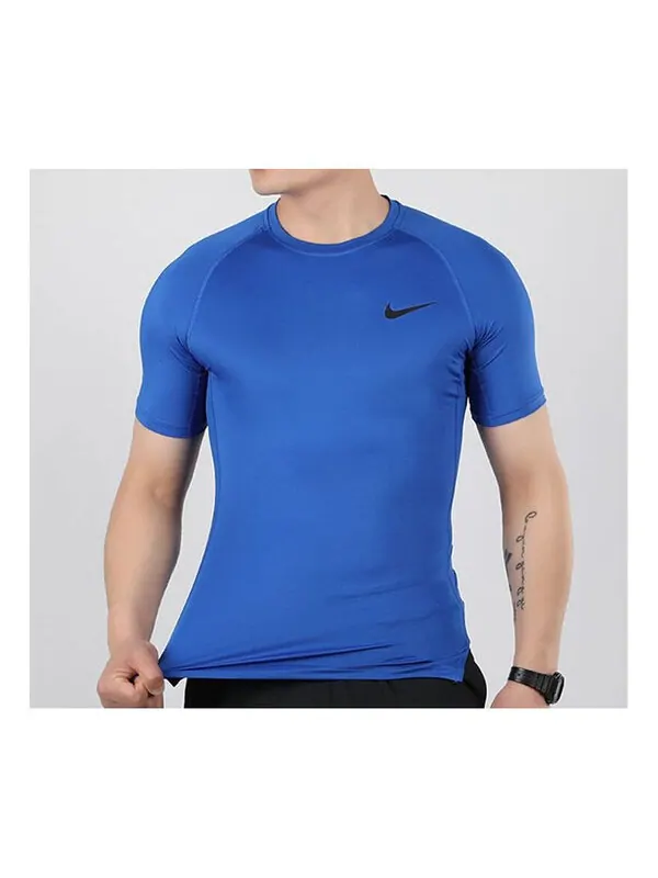 Футболка men's pro training tight short sleeve blue t-shirt Nike — изображение 1 из 4, синий