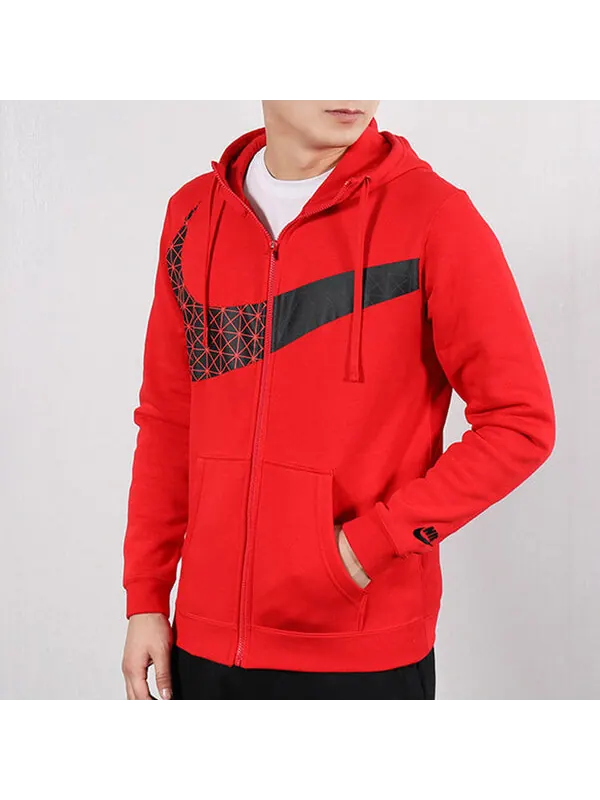 Толстовка Nike Big Swoosh LOGO Large Hooded Jacket Red — изображение 3 из 4, красный