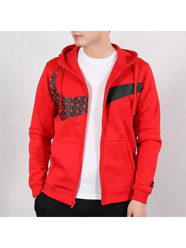 Толстовка Nike Big Swoosh LOGO Large Hooded Jacket Red — изображение 4 из 4, красный