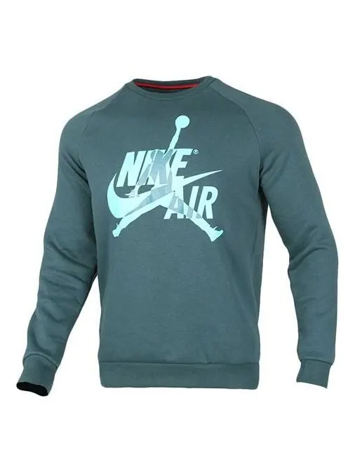 Толстовка Air Jordan Casual Sports Round Neck Pullover Fleece Lined Green — изображение 1 из 4, зеленый