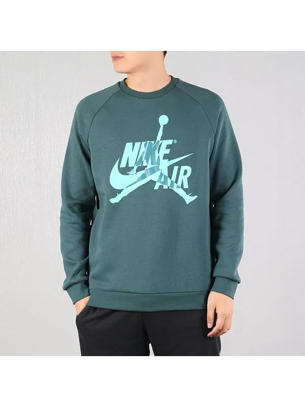 Толстовка Air Jordan Casual Sports Round Neck Pullover Fleece Lined Green — изображение 2 из 4, зеленый