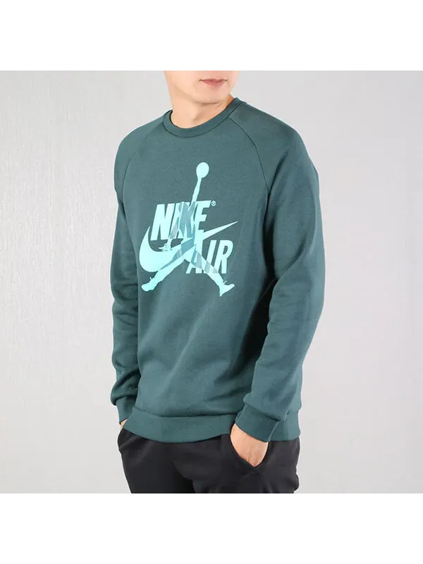 Толстовка Air Jordan Casual Sports Round Neck Pullover Fleece Lined Green — изображение 4 из 4, зеленый