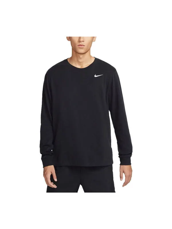 Футболка dri fit uv длинный рукав майлер бег футболка Nike — изображение 1 из 3, черный