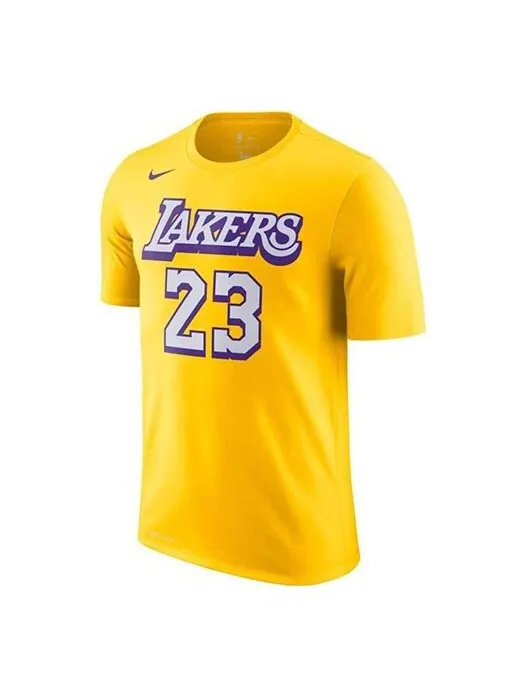 Футболка Nike NBA Lakers Basketball Sports Short Sleeve LeBron James 23 Yellow — изображение 1 из 4, желтый