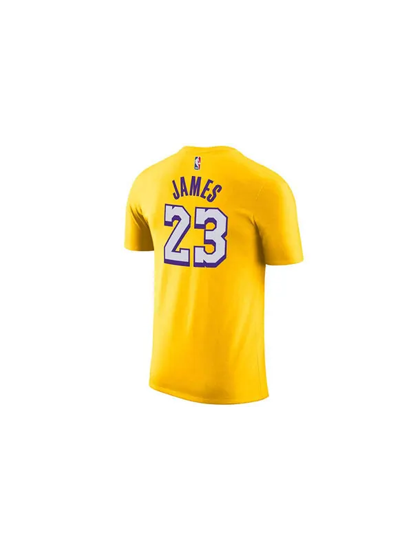 Футболка Nike NBA Lakers Basketball Sports Short Sleeve LeBron James 23 Yellow — изображение 2 из 4, желтый